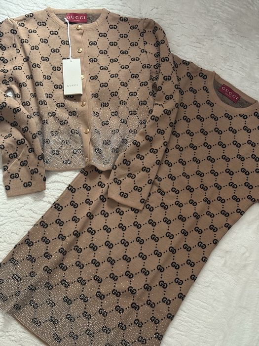 Komplet dzianina brąz