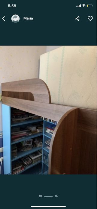 Кровать 2хярусная со встроенным шкафом и книжными полками