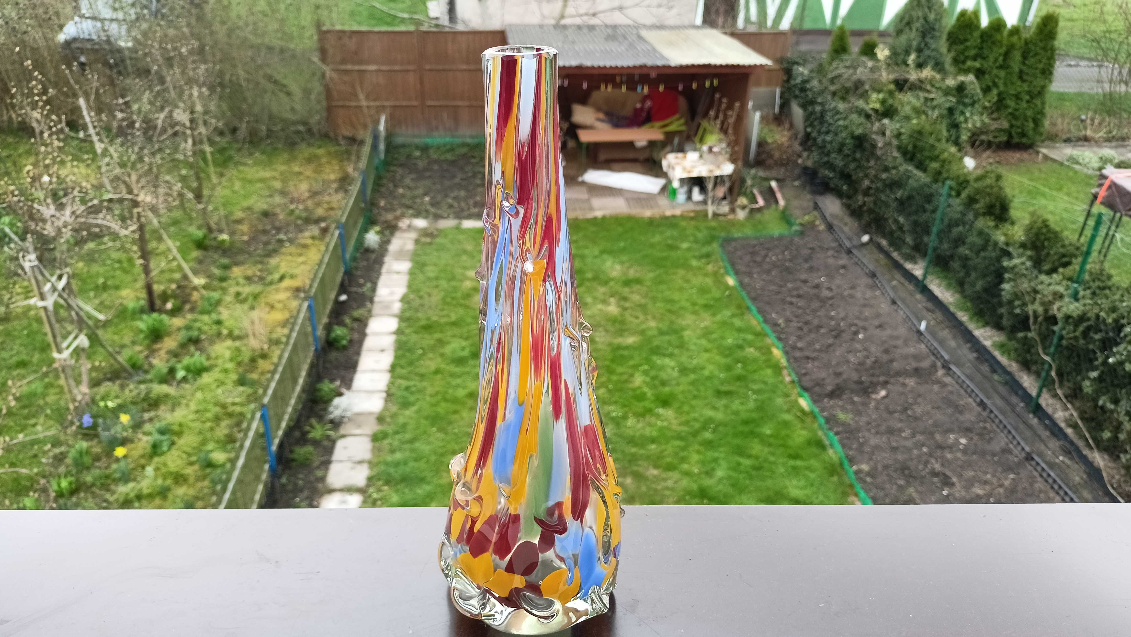 Wazon sękacz PRL, typ murano, ciężki, 31 cm