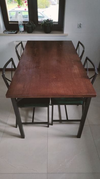 Stół blat drewniany, metalowe nogi