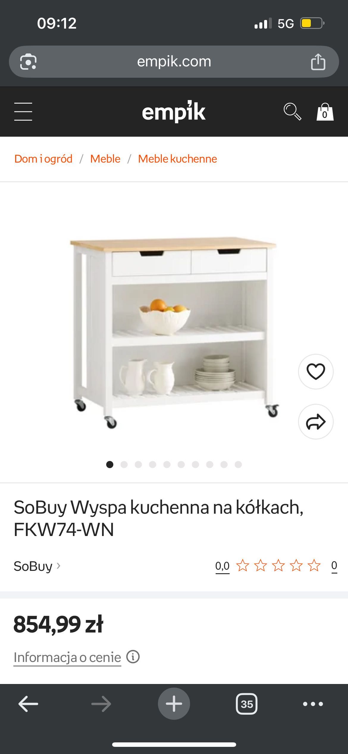 Wyspa na kółkach SoBuy plus 2 krzesła