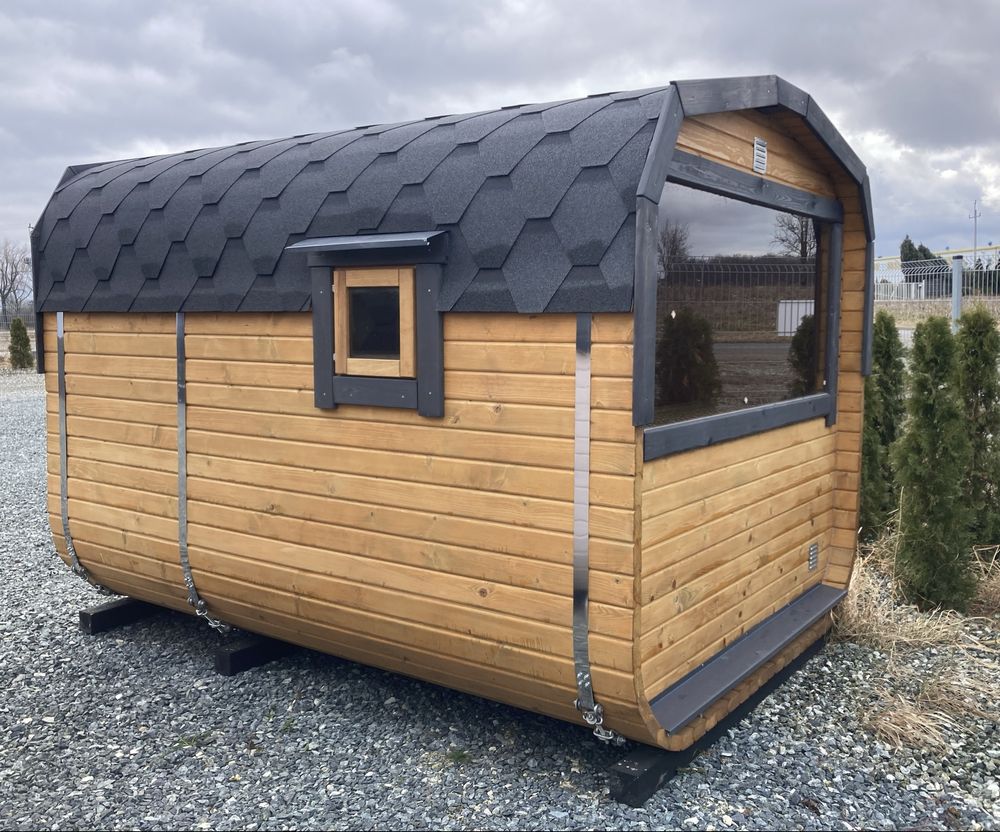 Sauna ogrodowa okrągła i prostokątna (bania beczka)