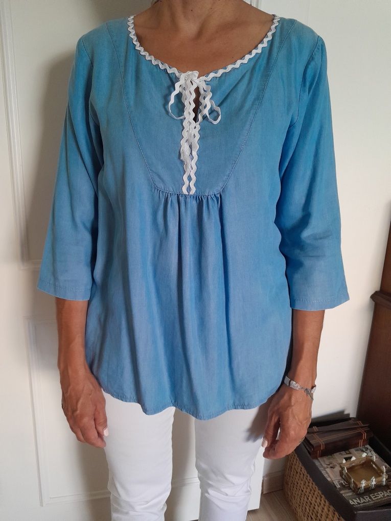 Camisola fluida azul