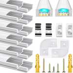 Profil LED aluminiowy U 12x1m 12szt z osłoną klipsami i narożnikami