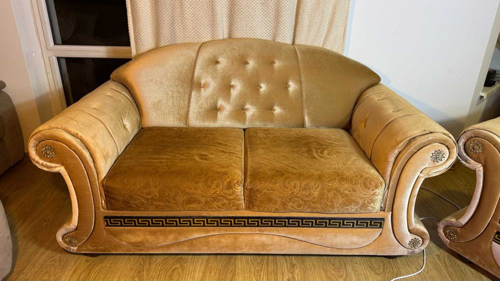 Zestaw dwóch sof barokowych welur glamour – stan bardzo dobry!