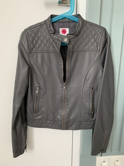 Kurtka ramoneska eko skora szara jak nowa 140-146 cm 10-12 lat z USA