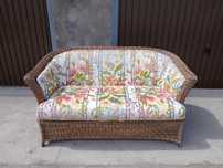 Sofa 2 Osobowa Rattan Naturalny Taras Ogród
