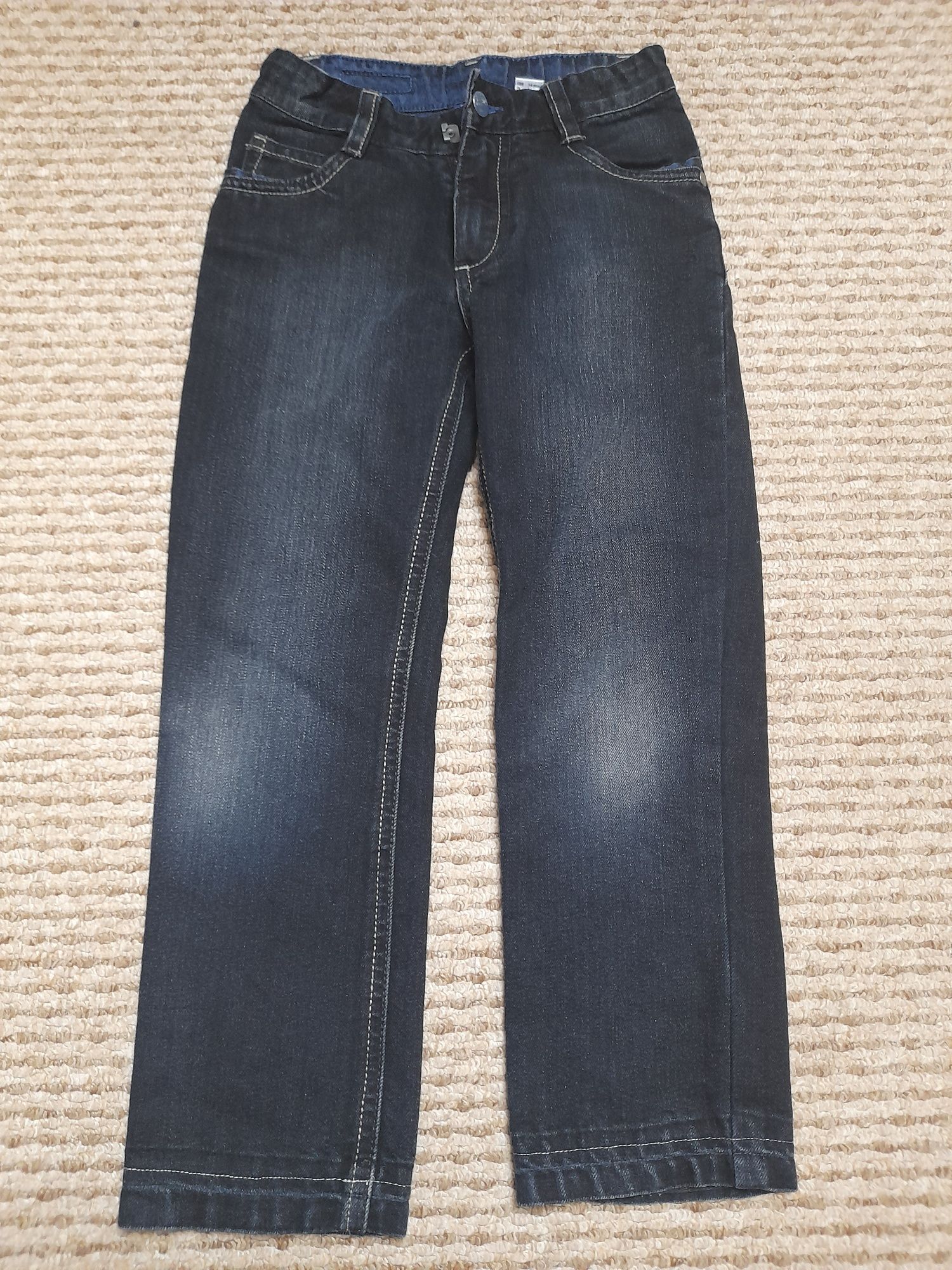 Spodnie r. 116 jeansowe materiałowe