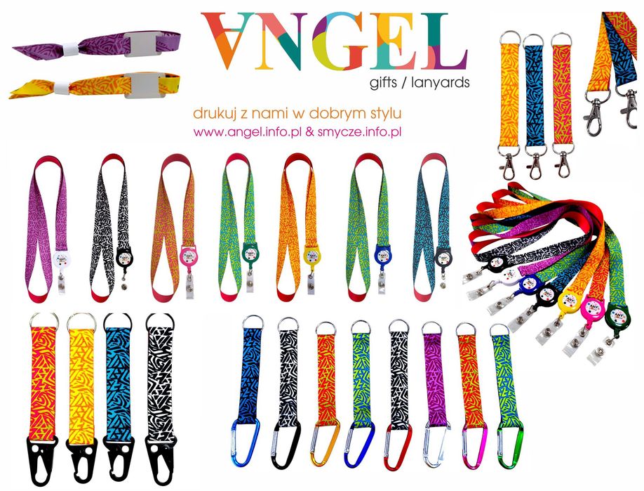 brelok reklamowy z logo 25mm z czarnym karabińczykiem smycze