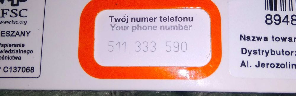 511 _ 333 _ 590 Złoty prosty numer - nowy starter Orange