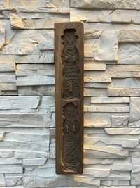 Stara drewniana solidna forma snycerska do piernikow 40cm