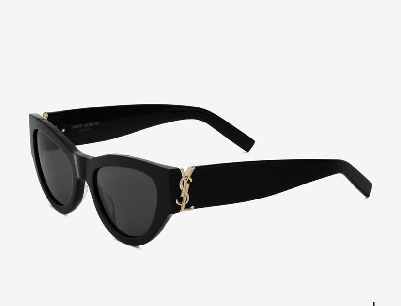 YSL Saint Laurent SL M94 kocie czarne okulary złote logo