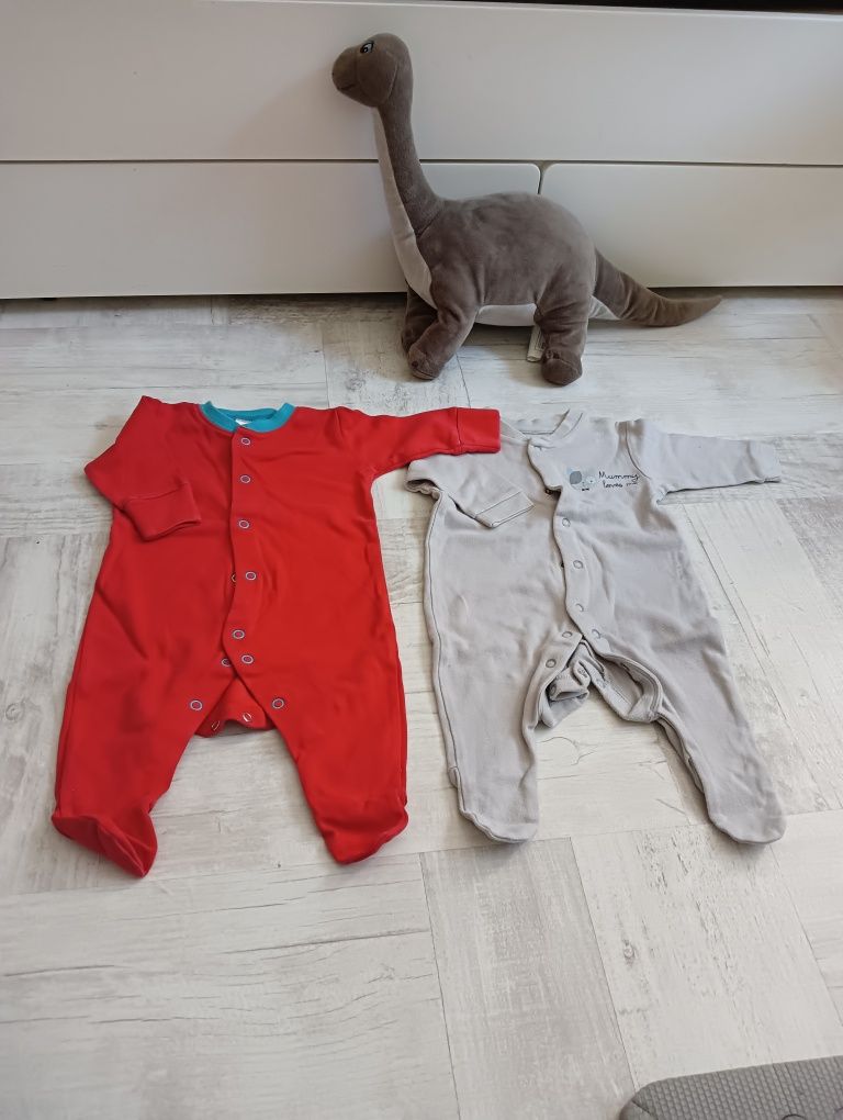 Dwa pajace bawełniane czerwony i szary