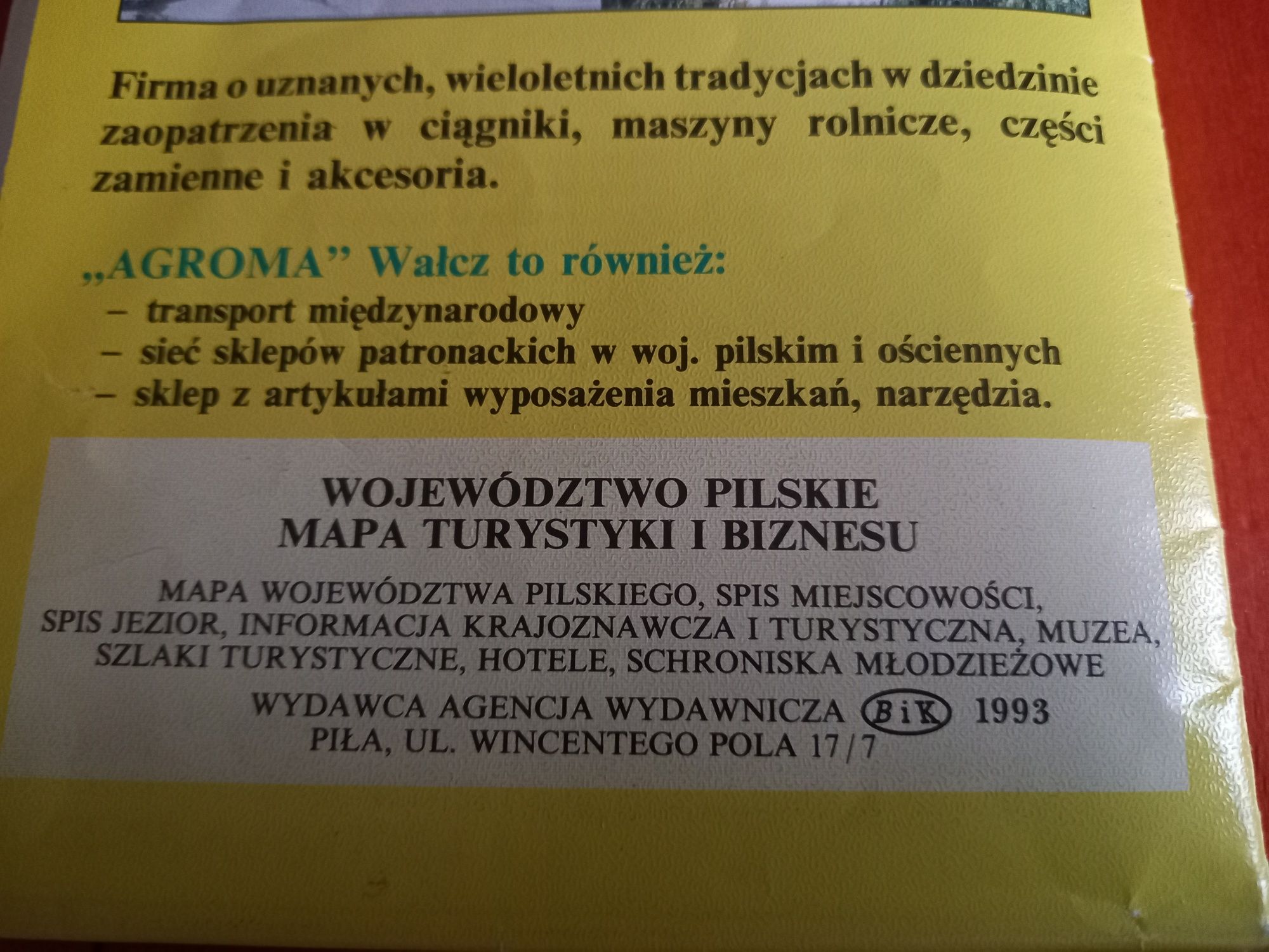 Mapa Województwo Pilskie 1993rok