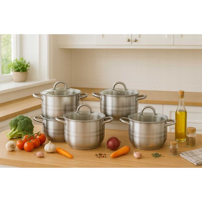 Zestaw Garnków Na Indukcja Gaz Garnki Ze Stali Nierdzewnej Zestaw 12EL