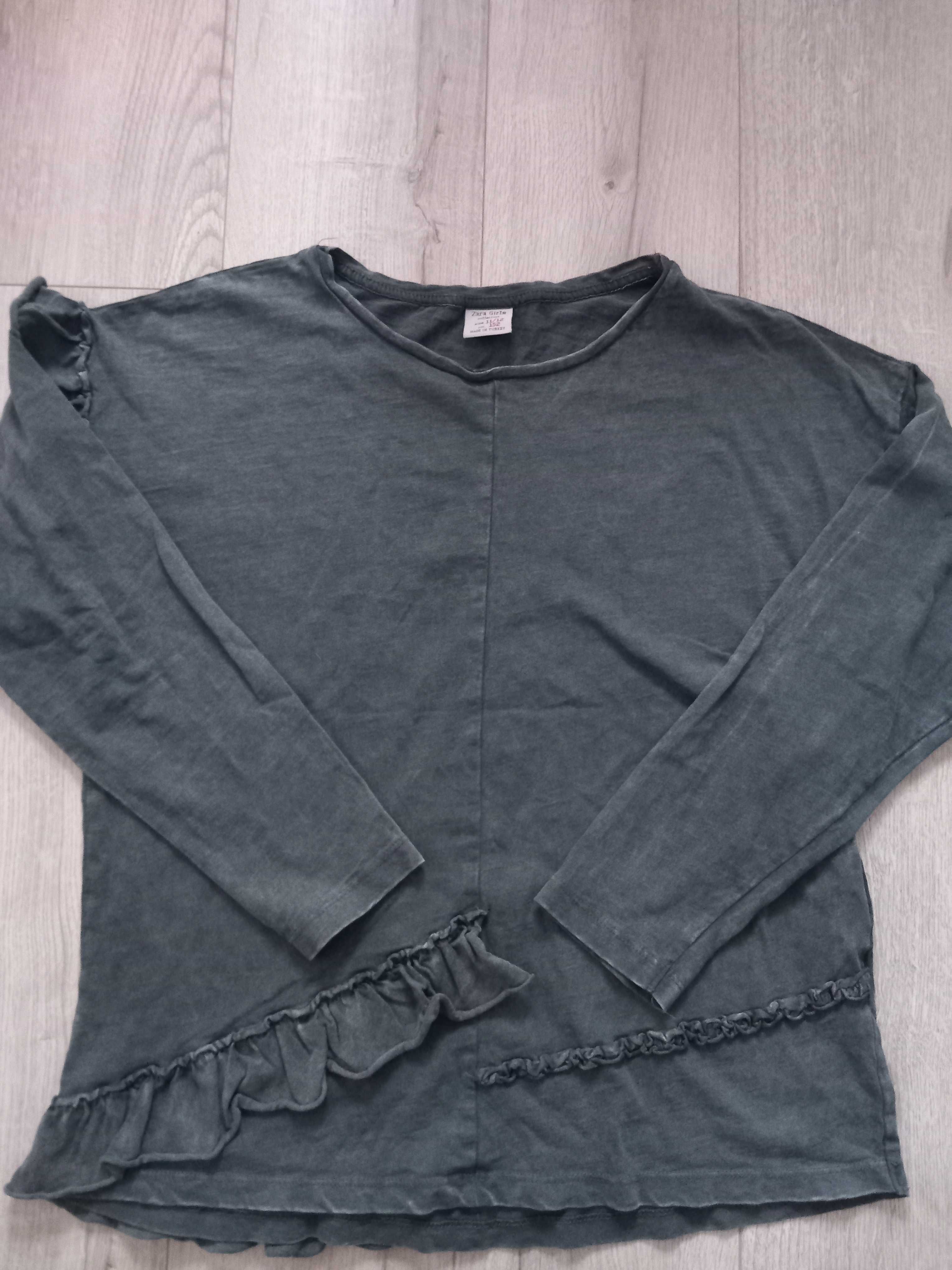 Zara t-shirt bluzka tunika efekt sprania marmurkowa falbany rozm. 152