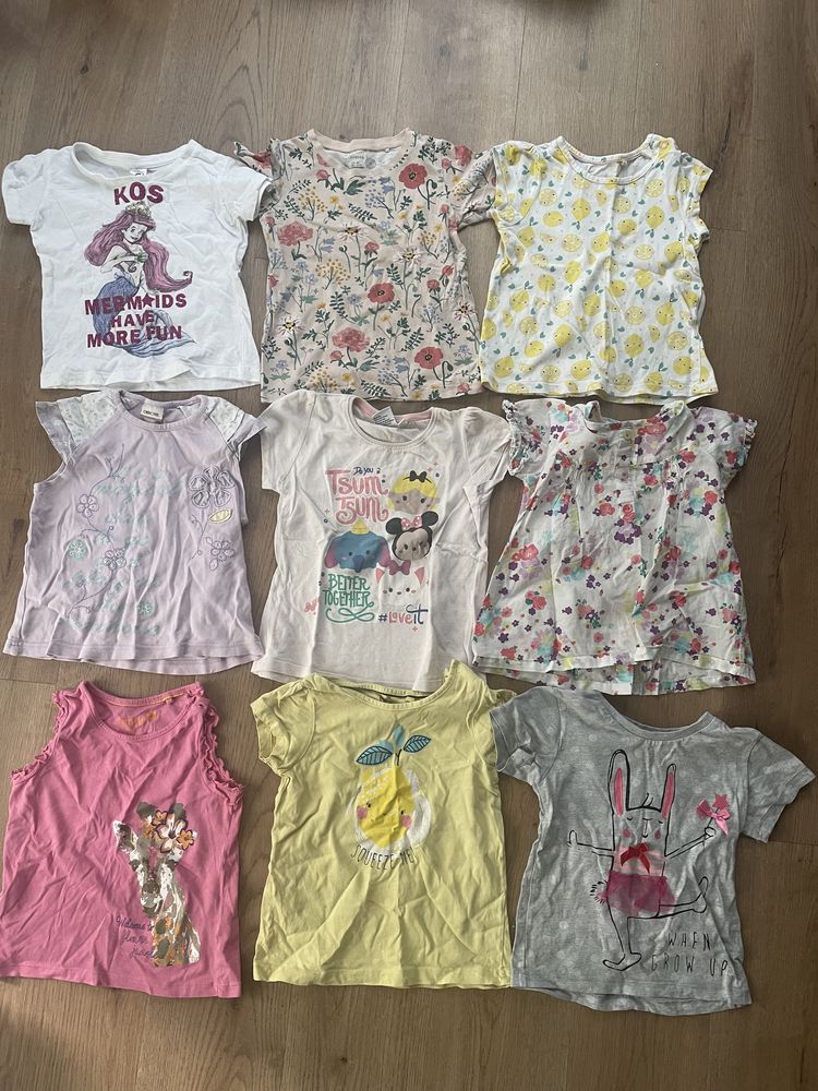 9 t shirtów, koszulek dla dziewczynki, rozmiar 86/98