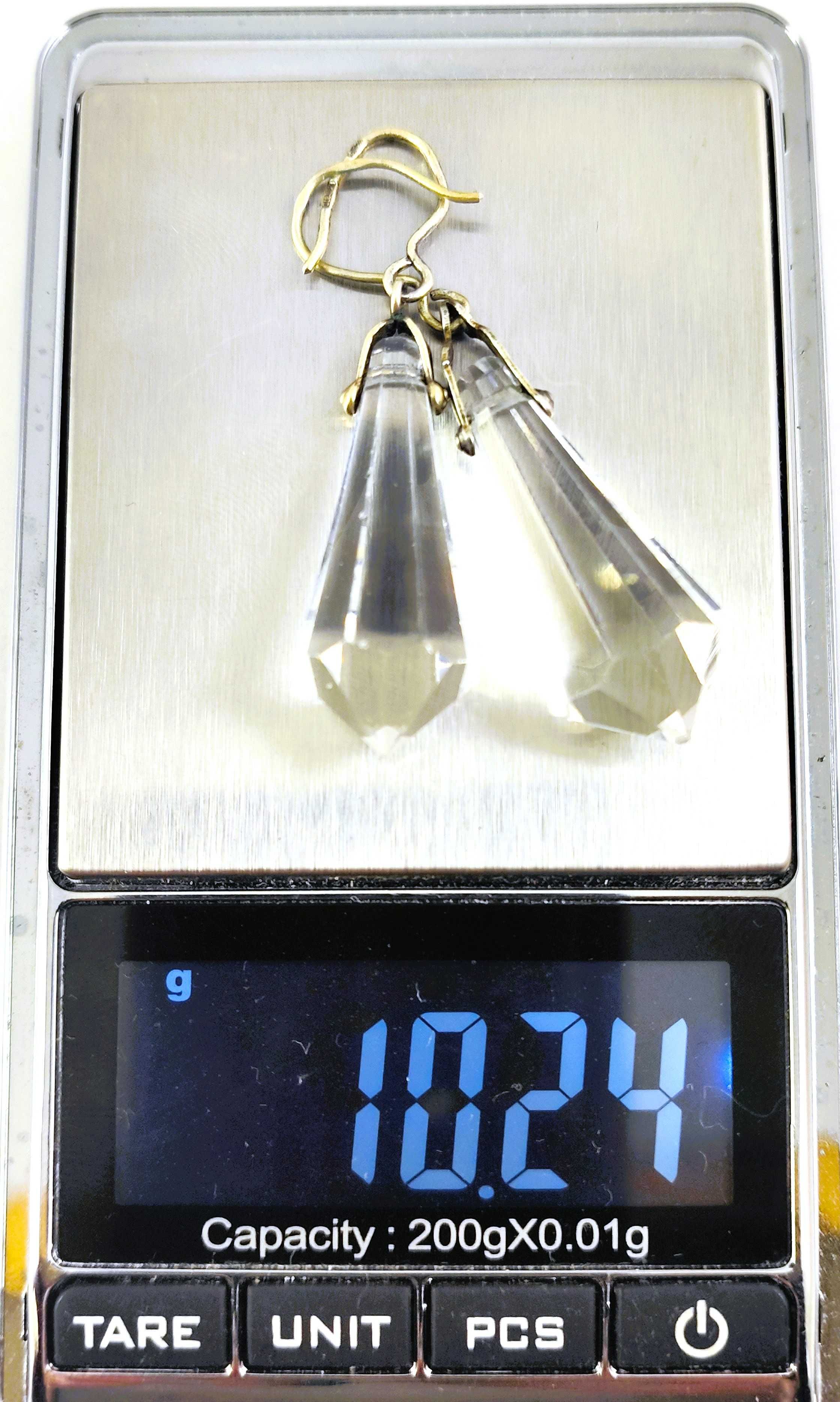 Крупные серебряные серьги СССР. Горный хрусталь. 875 проба "Звезда".