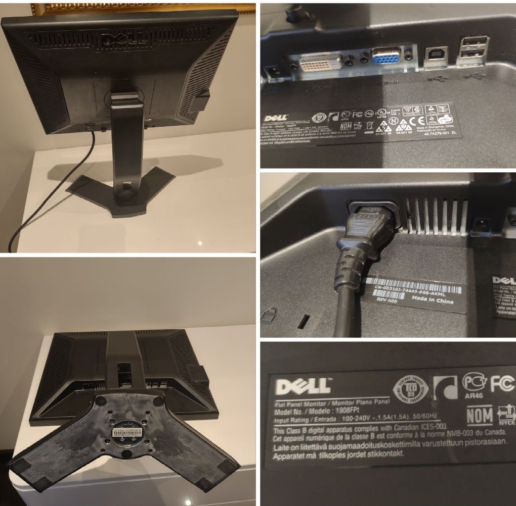 Dell 1908FPt czarny monitor 19 cali z nowym kablem