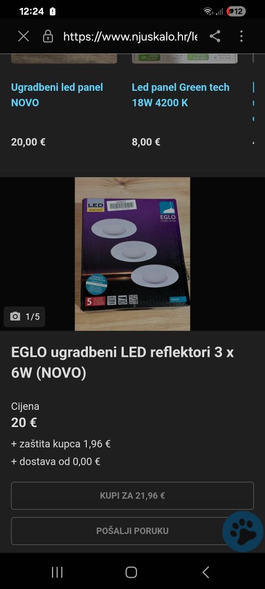 Wbudowane reflektory LED Eglo, 3szt  po 6W