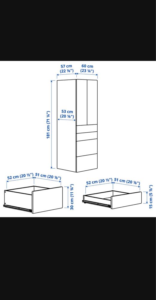 Biała szafa Ikea SMÅSTAD / PLATSA