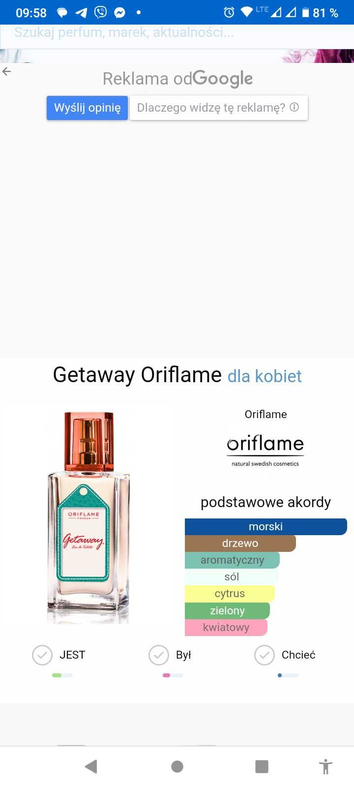 Woda toaletowa Getaway Oriflame unikat