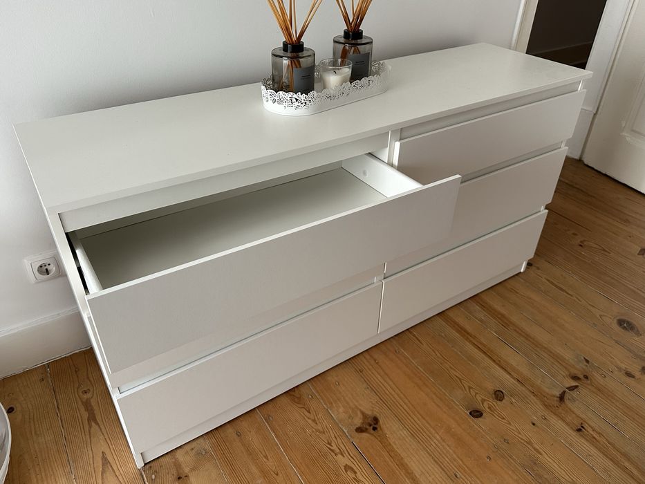 Comoda branca quarto 6 gavetas