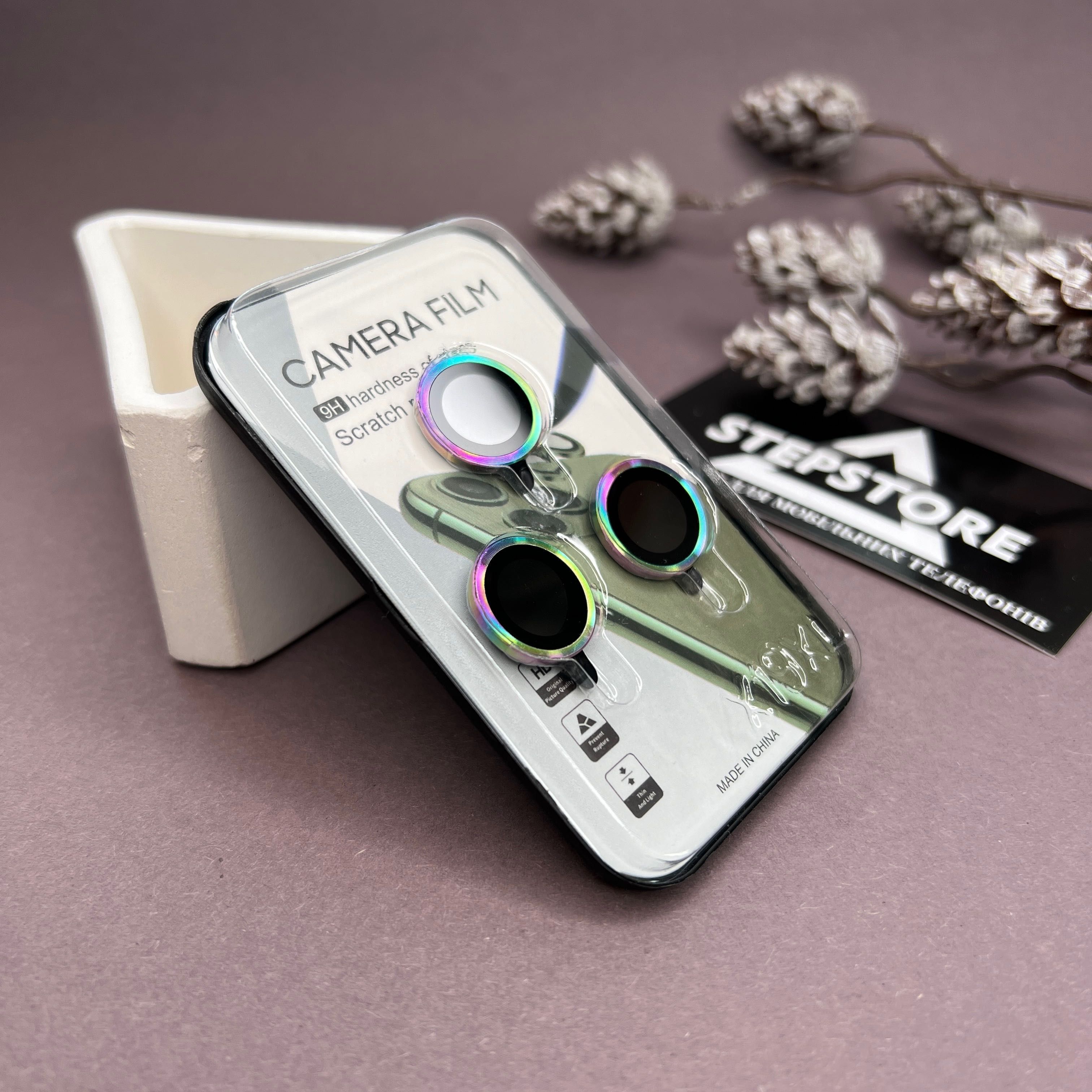 Линзы на камеру для Iphone 15 Pro Max цветные защитное стекло Plus