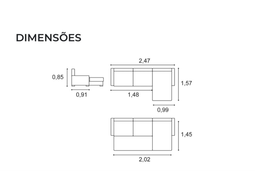 Sofá-cama Chaise Longue 3 Lugares