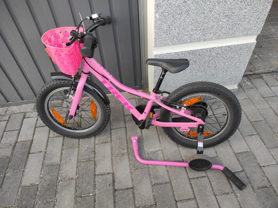 Rower różowy dla dziewczynki koła 16 Treck precaliber