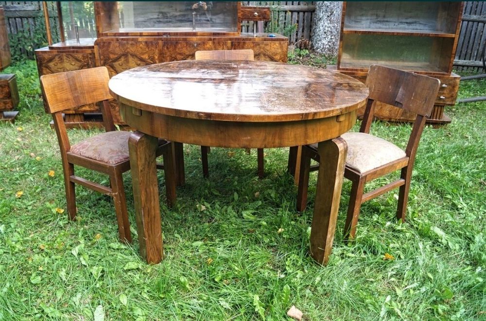 Art Deco Olbrzymia Jadalnia Bufet Stół Witryna Krzesła