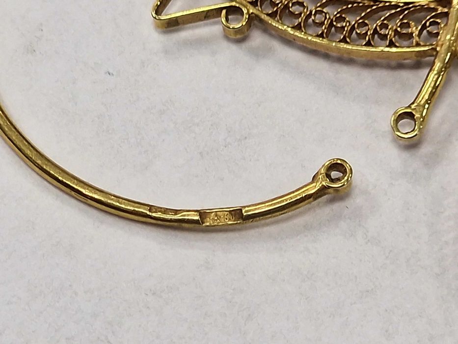 Złote kolczyki damskie/ 583/ 8.80 gram/ ZSRR od 1958/ duże/ pełne