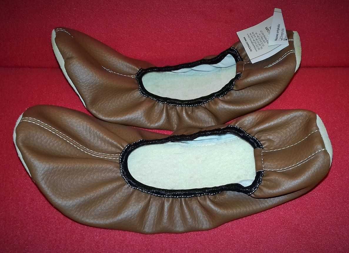 Kapcie 41 baletki, joga skóra, eleganckie, nowe pantofle,papucie,ciapy