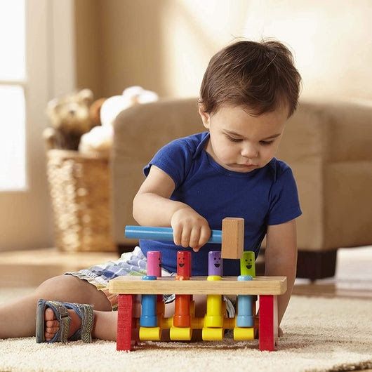 Melissa&Doug - Brinquedo de madeira de martelar -Deluxe Pounding Bench