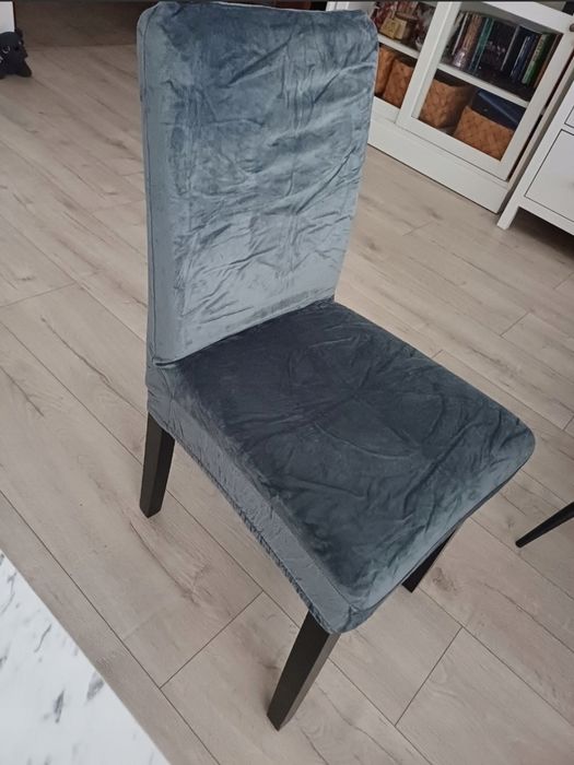 Nowe pokrowce na krzesła 6 szt szare elastyczne welurowe uniwersalne