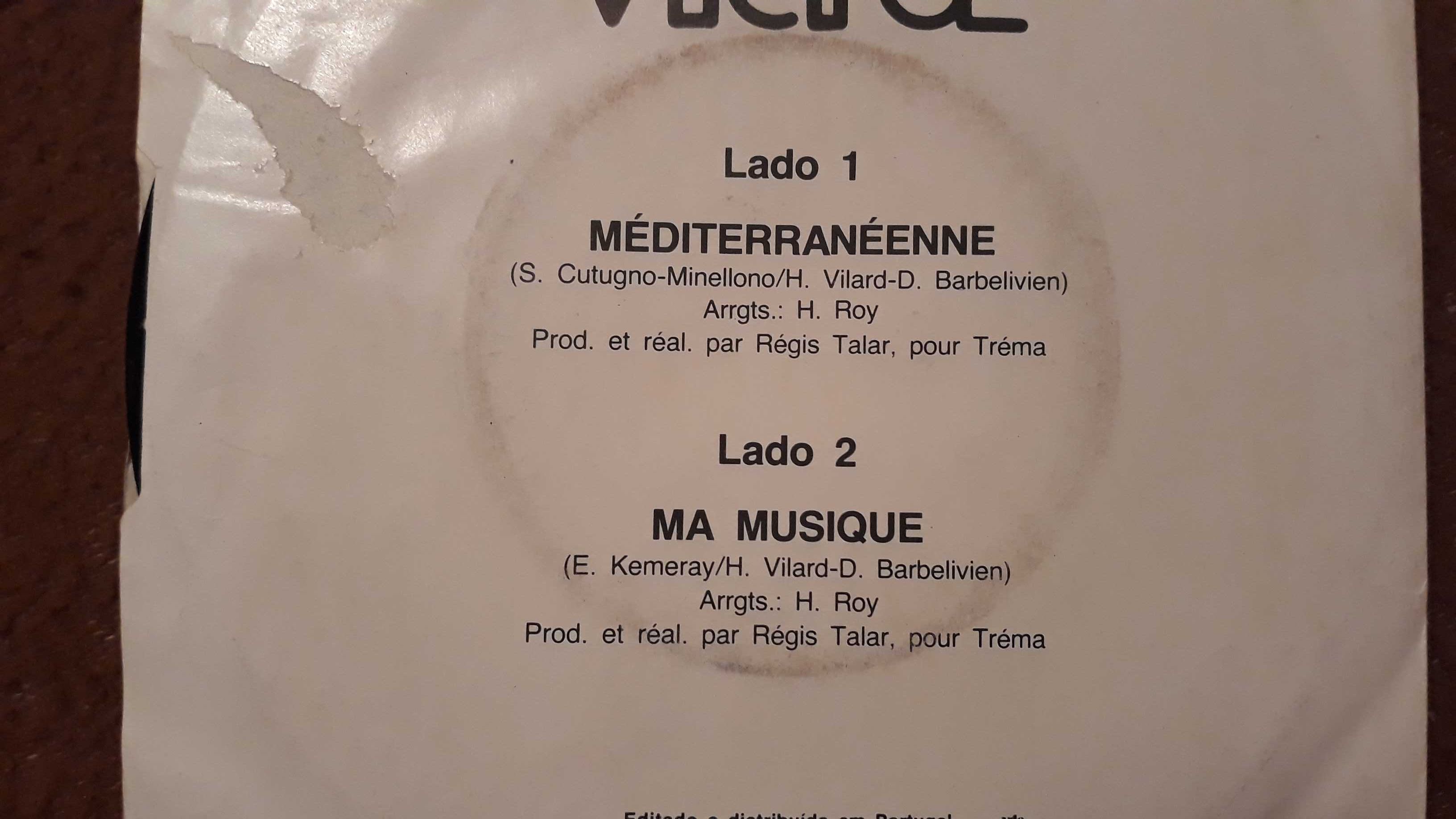 Hervé Vilard - Méditerraneénne - single vinil - portes incluídos