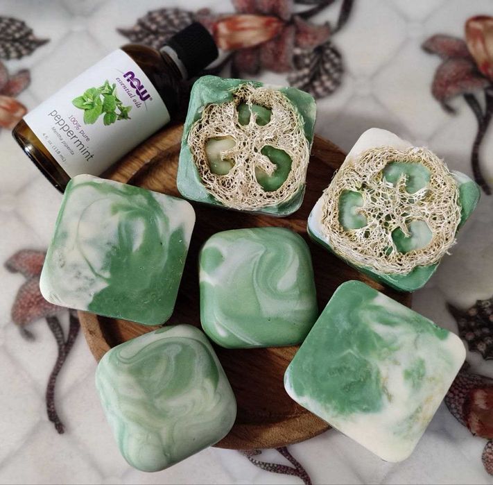 Мыло с люффой и мятой