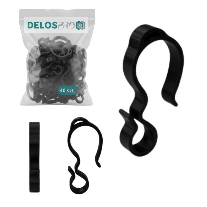 Mocne haczyki rynnowe do lampek i dekoracji świątecznych 40 szt czarne