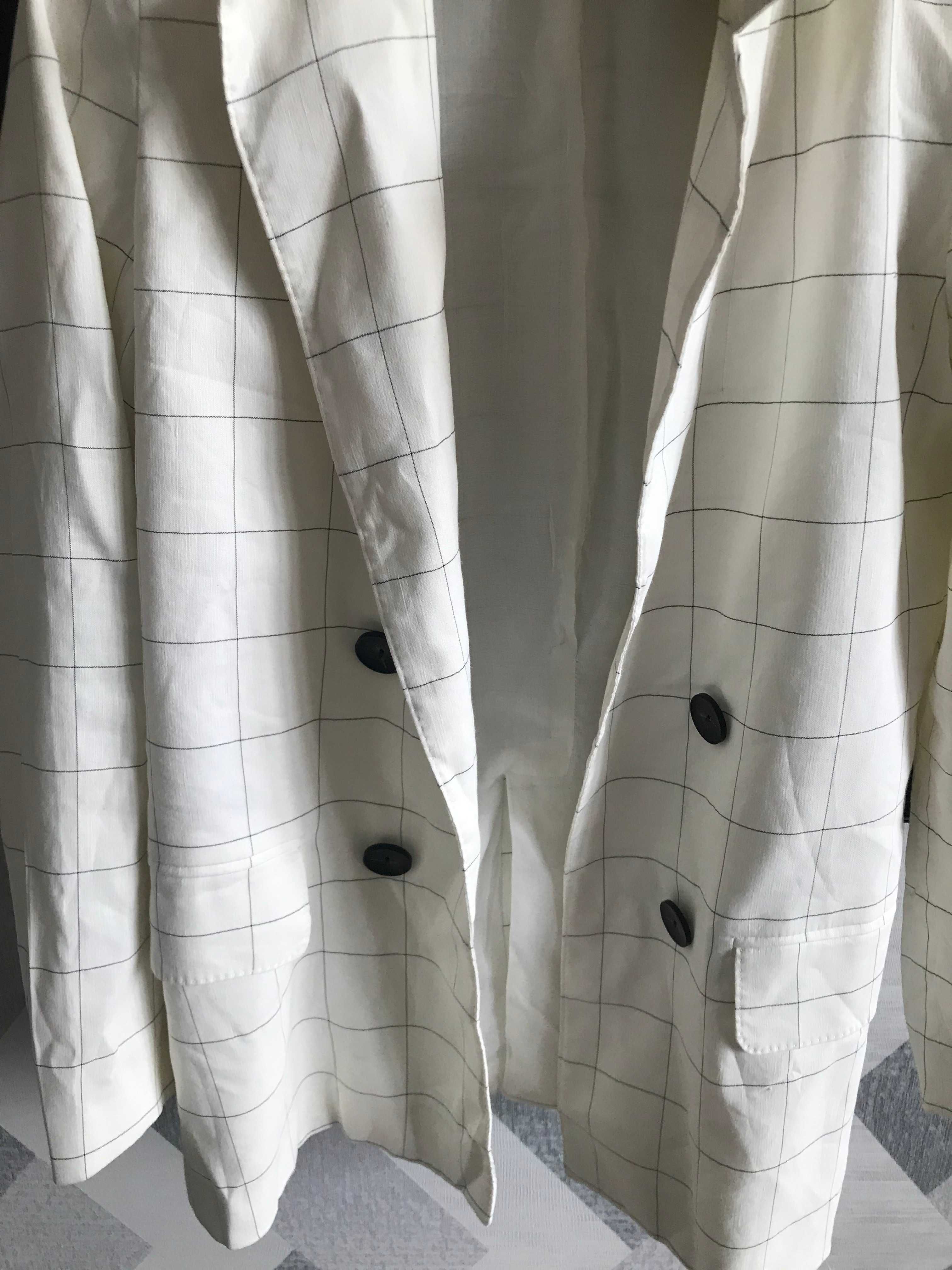 Женский пиджак Massimo Dutti размер 34 белый в клетку вискоза