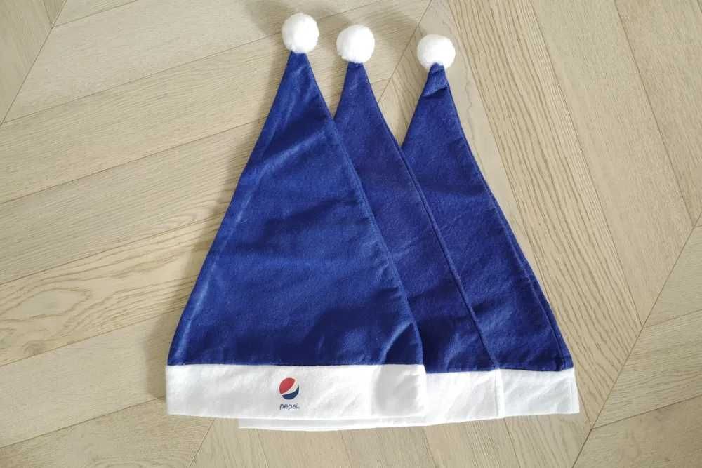 Czapki czapka Świętego Mikołaja Pepsi logo biało niebieskie