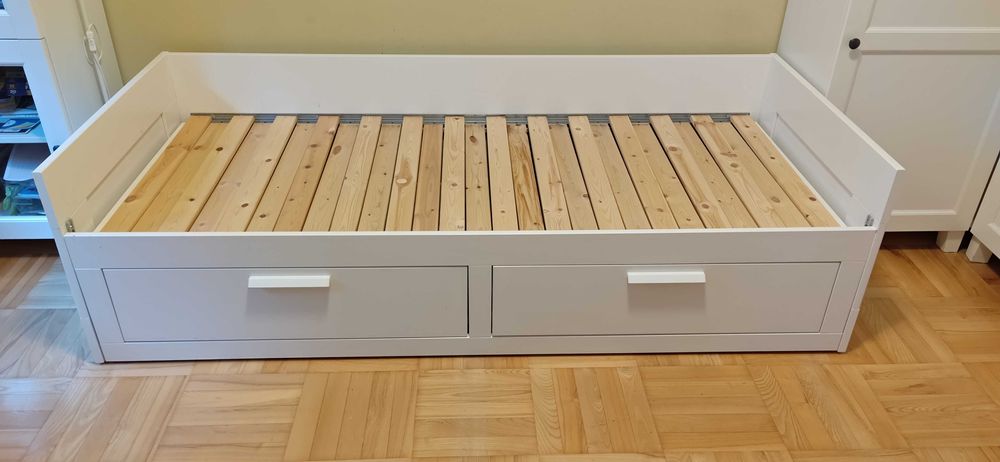 Łóżko IKEA BRIMNES [02] + 2 materace MALVIK (80x200/160x200)