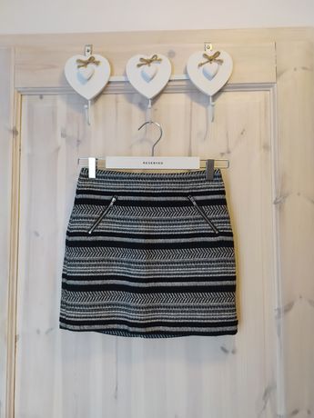 Tweedowa żakardowa spódniczka spódnica w paski high waist H&M 34 xs