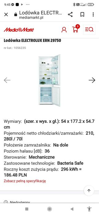 Lodówka do zabudowy Electrolux