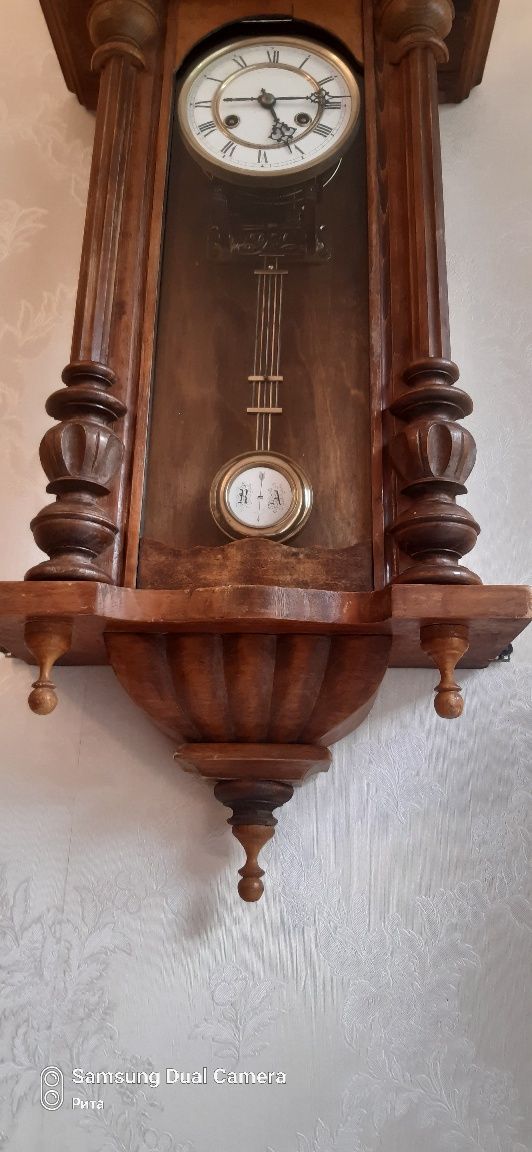 старинные настенные часы unghans Германия нач 19в  на ходу с боем