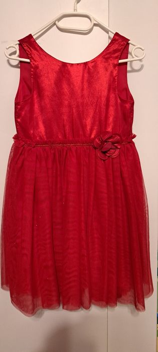 Czerwona sukienka H&M + sweterek r. 140