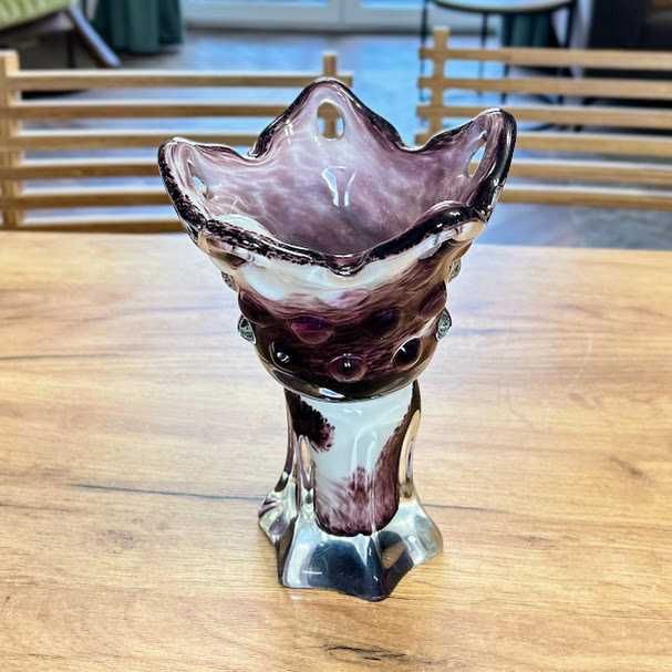 Wazon kielich 24 cm czeskie mleczne szkło Vintage PRL Egermann