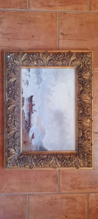 Obraz, olejny, antyk.