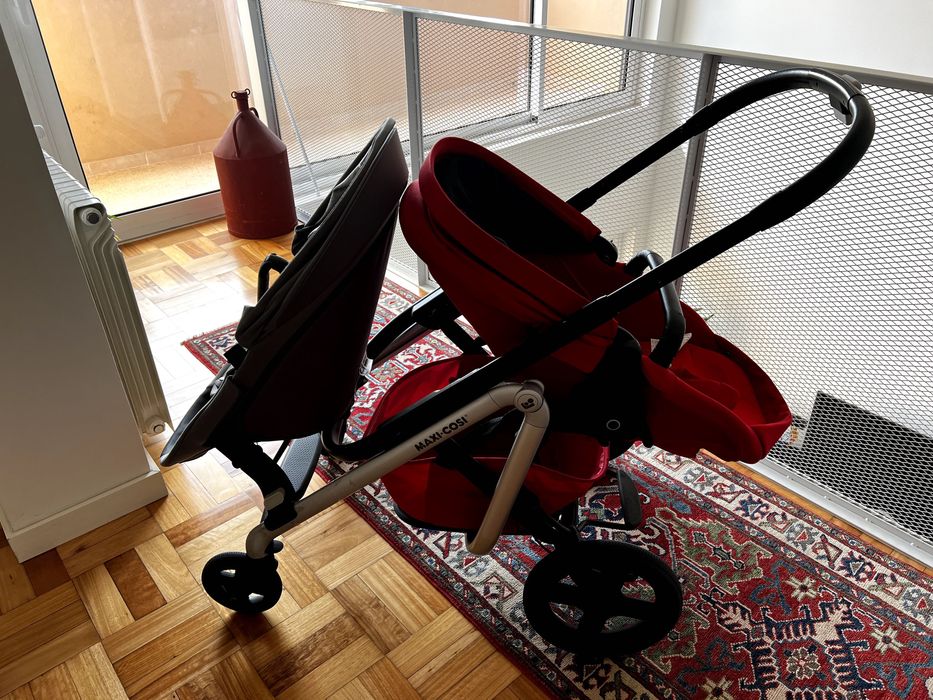 Carrinho duplo Maxi Cosi- Lila Duo Kit pouco usado + capas de chuva