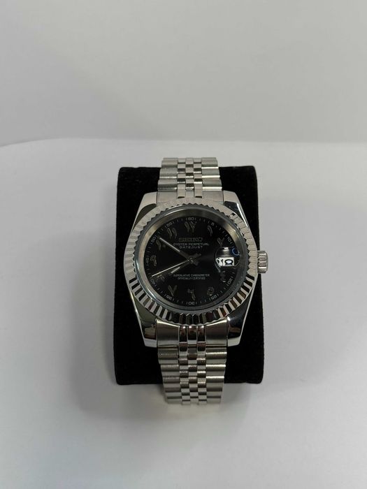 Zegarek Seiko Mod Datejust Arabic Black Czarny Custom Watch
