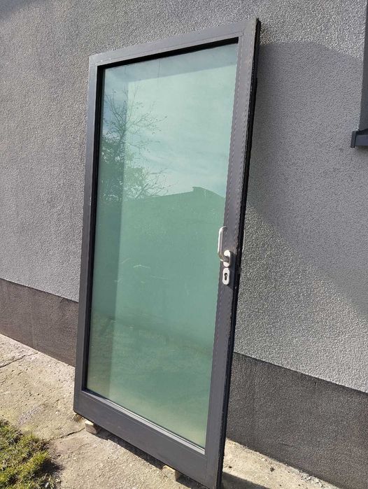 Drzwi aluminiowe przesuwne 207,5 x 103,5 cm, antracyt